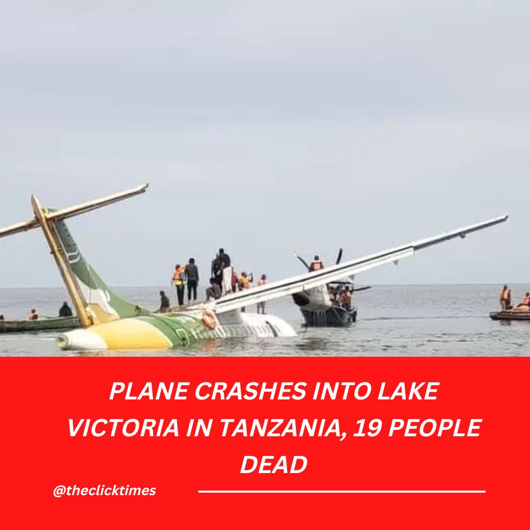 Plane crashes into Lake Victoria in Tanzania, 19 People dead