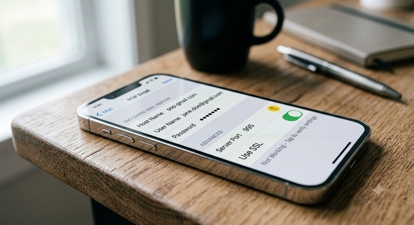 pop email settings not working iphone